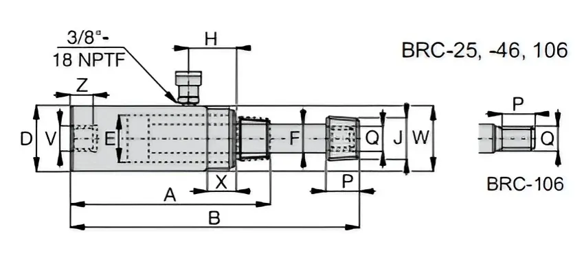 BRC Pull Hydraulic Cylinder Drawing